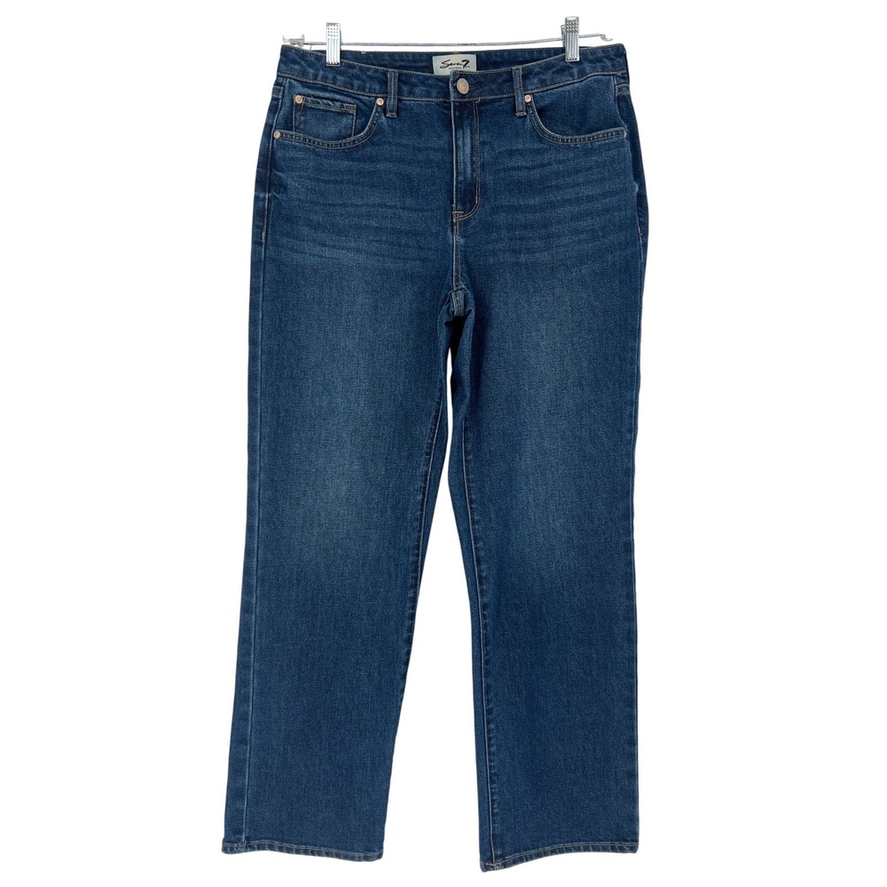 Seven7 Loose Straight Jeans Womens 8 Blue Confident High Rise Denim